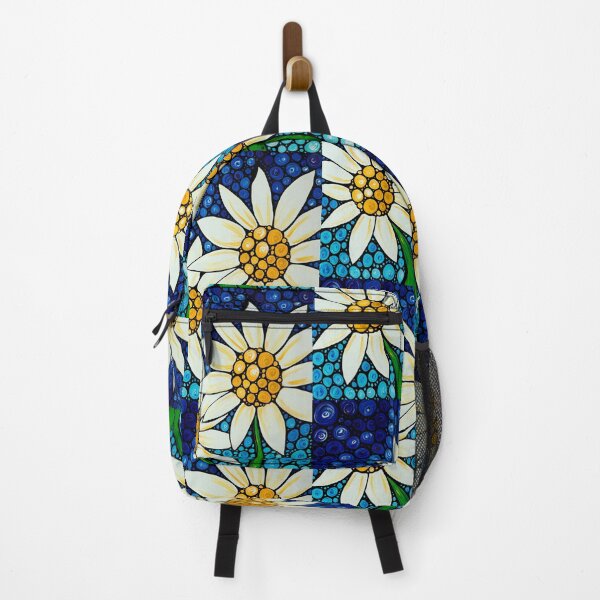 Item preview, Bathing Beauties - White Daisies Daisy Art Print Blue Mosaic designed and sold by Sharon Cummings Art.