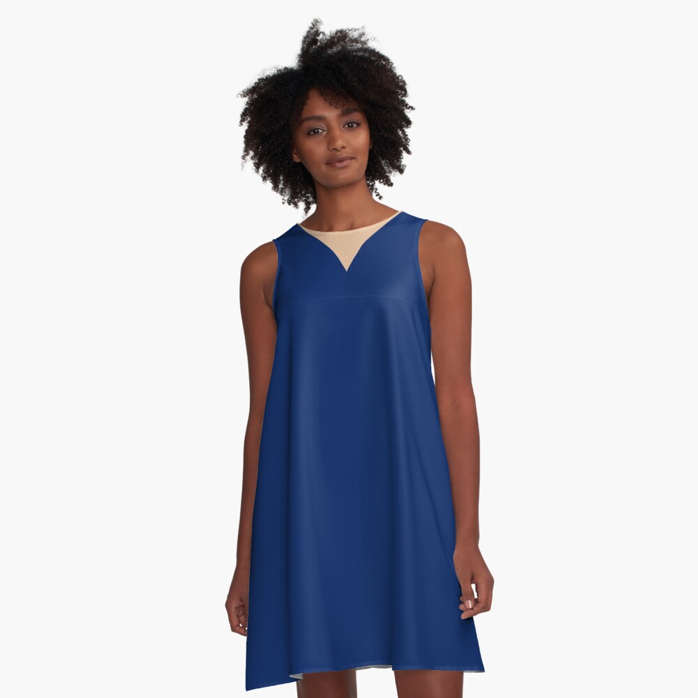 Beautiful Blue beige geometric design A-Line Dress