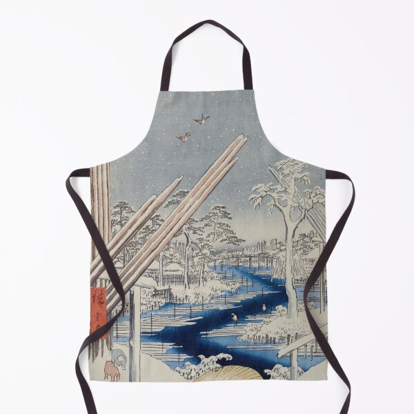 Item preview, Fukagawa Lumberyards in Snow Vintage Ukiyo-e Japanese Art designed and sold by VintageArchive.