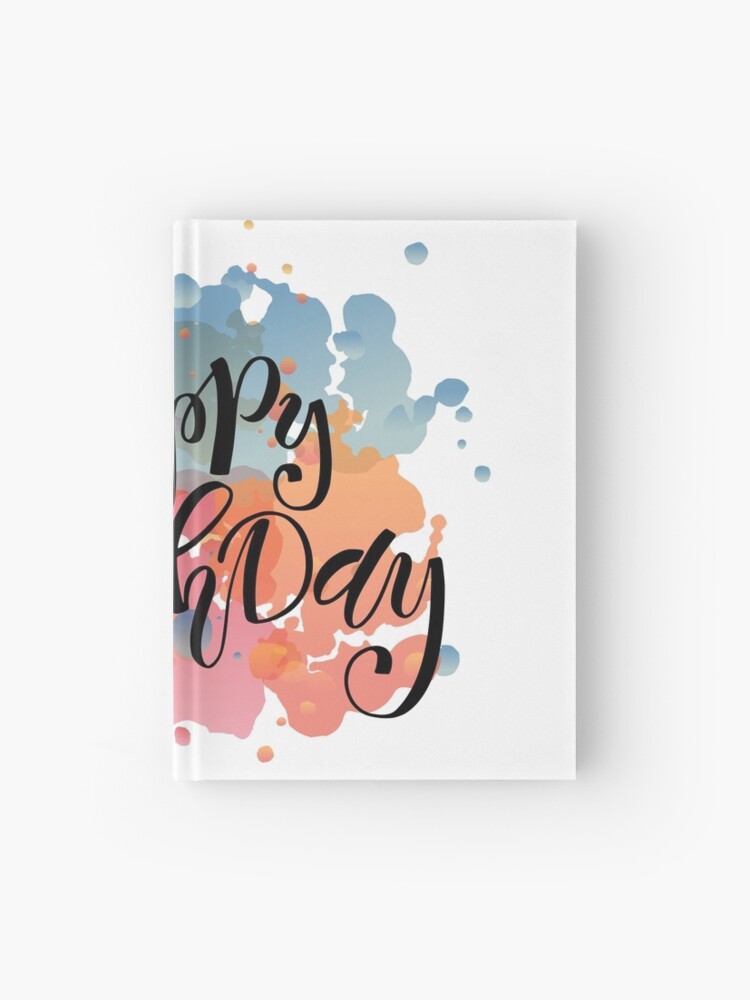 Carnet Cartonne Typographie Joyeux Anniversaire Sur Fond Aquarelle Par Svetlanakurako Redbubble