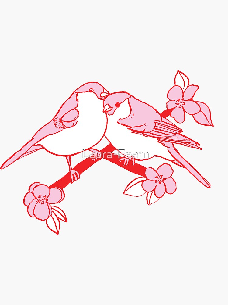 Love Birds with flowers by Laura-Fearn