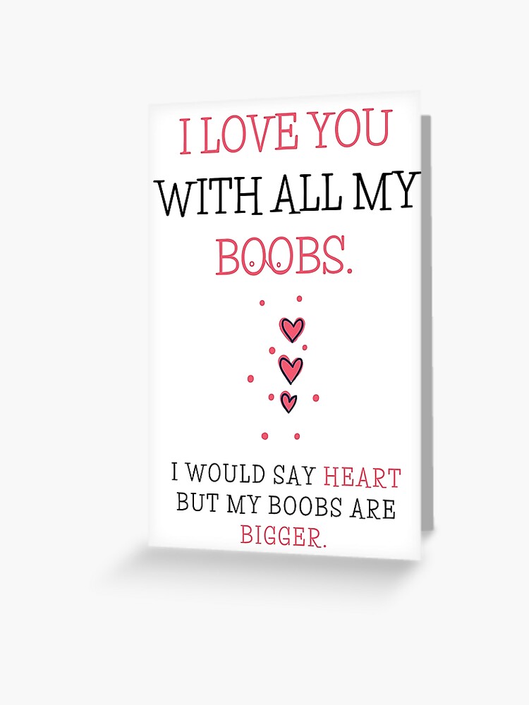 Funny Rude Love You With My Boobs Personalized Birthday Card - Red