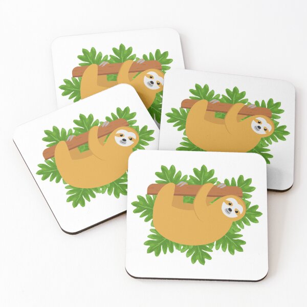 Artikelvorschau, Faultierillustration mit tropischen Blättern entworfen und verkauft von GulArt.