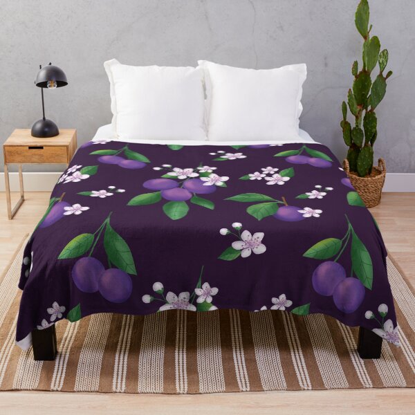 Item preview, Purple plums and white flowers designed and sold by Katbydesign.