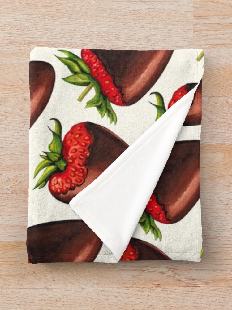 Alternate view of Chocolate Covered Strawberry Pattern - White Throw Blanket