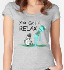 Mr. Meeseeks Quote T-shirt - You Gotta Relax - White Fitted Scoop T-Shirt