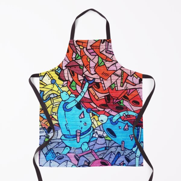 Item preview, Colorful Crazy Cartoon Robots Doodle - Spray Paint Graffiti on Brick designed and sold by CoitoCG.