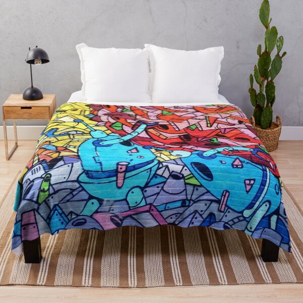 Item preview, Colorful Crazy Cartoon Robots Doodle - Spray Paint Graffiti on Brick designed and sold by CoitoCG.