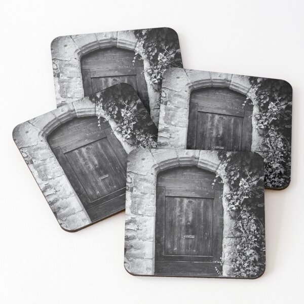 Item preview, Black and white photo of a secret mysterious old door overgrown with ivy in France designed and sold by Diana van Neck.