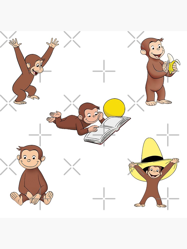 George the curious monkey cartoon for kids pack | Photographic Print