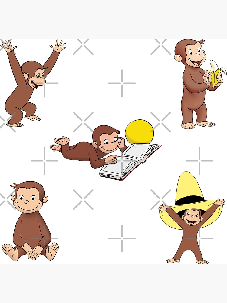 George the curious monkey cartoon for kids pack  Magnet for Sale by  portrait4you