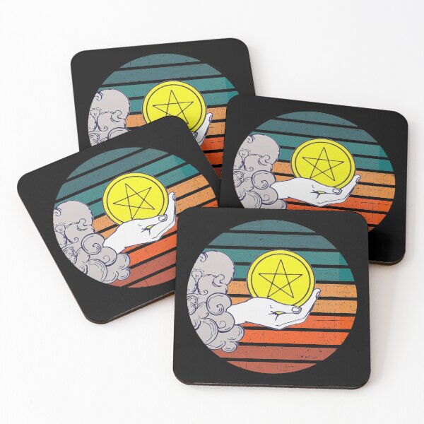 Item preview, Retro Tarot Ace of Pentacles (Coins) Sunset designed and sold by JustincredibleT.