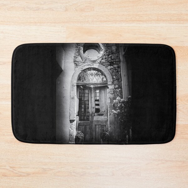 Item preview, Black and white photo of a old door authentic wooden door in Crete, Greece designed and sold by Diana van Neck.