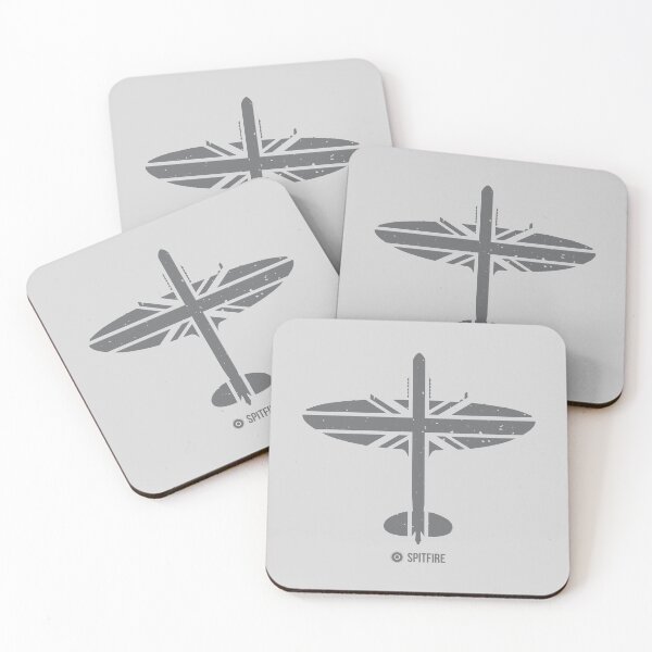 Item preview, RAF Spitfire Top View Silhouette Union Jack Subdued designed and sold by artbyedo.