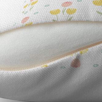 Thumbnail 2 of 3, Throw Pillow, A simple pattern with pink and yellow tulips. designed and sold by Victoria Riabov.
