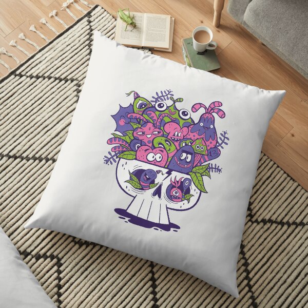 Creature Doodle Skull Floor Pillow