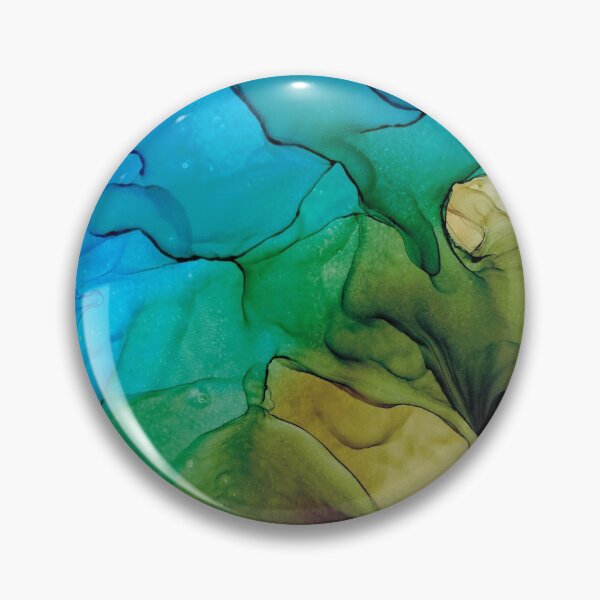 Item preview,  Modern Brown Green and Turquoise Abstract 2.2 Alcohol Ink Painting by Herzart designed and sold by herzart.