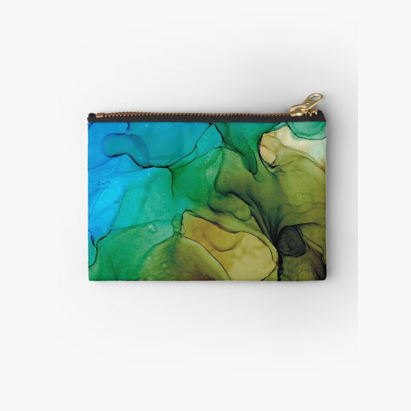 Item preview,  Modern Brown Green and Turquoise Abstract 2.2 Alcohol Ink Painting by Herzart designed and sold by herzart.