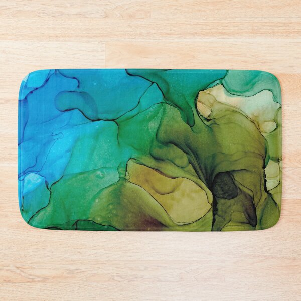 Item preview,  Modern Brown Green and Turquoise Abstract 2.2 Alcohol Ink Painting by Herzart designed and sold by herzart.