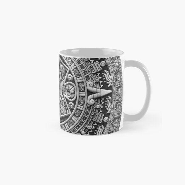 Aztec Calendar Sun Stone - Greyscale Classic Mug