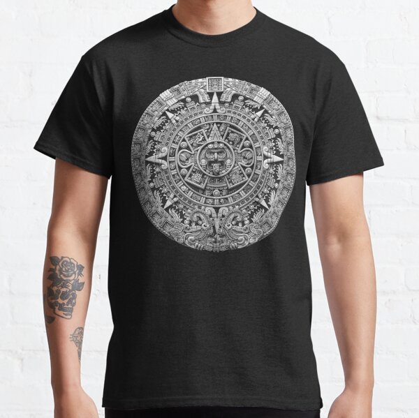 Aztec Calendar Sun Stone - Greyscale Classic T-Shirt