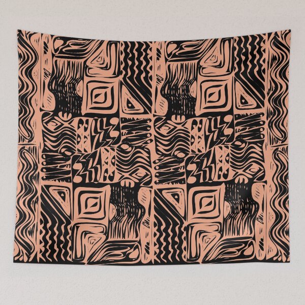 Item preview, African boho chic pastel pink and black designed and sold by windcolors.