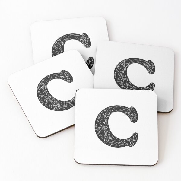 Item preview, Black Floral C Initial / Monogram designed and sold by MessyBestie.