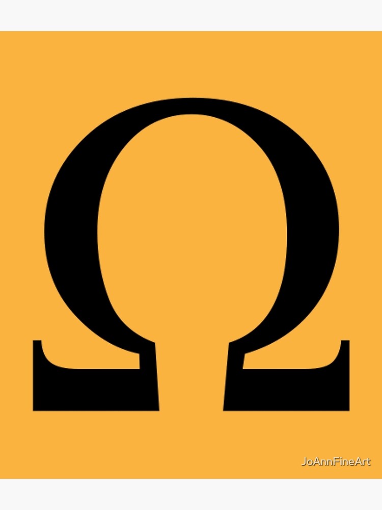 Omega uppercase letter on a golden background