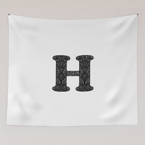 Item preview, Black Floral H Initial / Monogram designed and sold by MessyBestie.