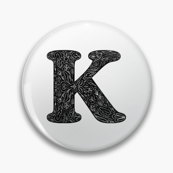 Item preview, Black Floral K Initial / Monogram designed and sold by MessyBestie.