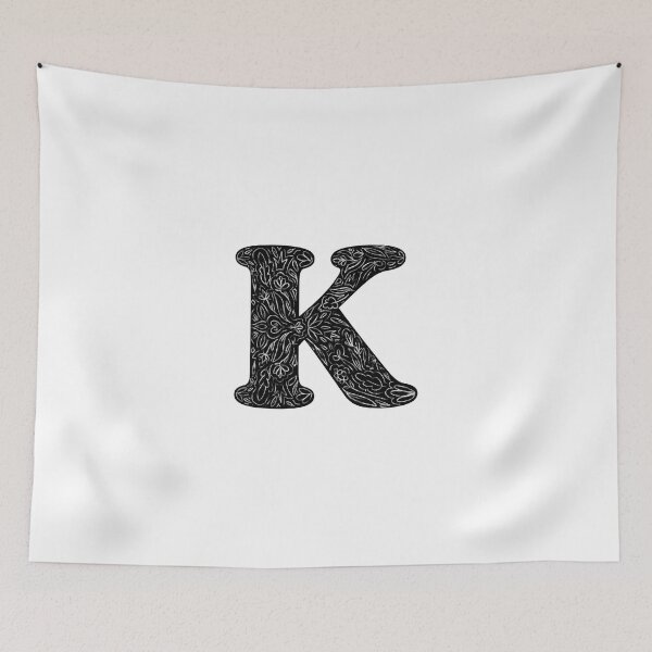Item preview, Black Floral K Initial / Monogram designed and sold by MessyBestie.