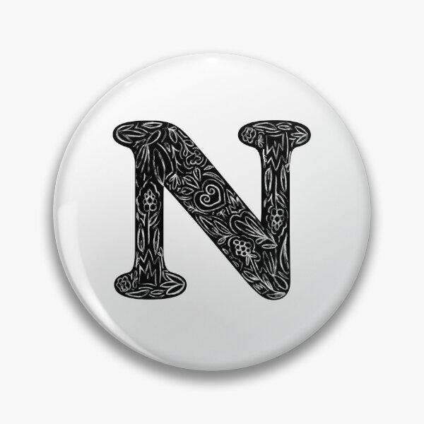 Item preview, Black Floral N Initial / Monogram designed and sold by MessyBestie.