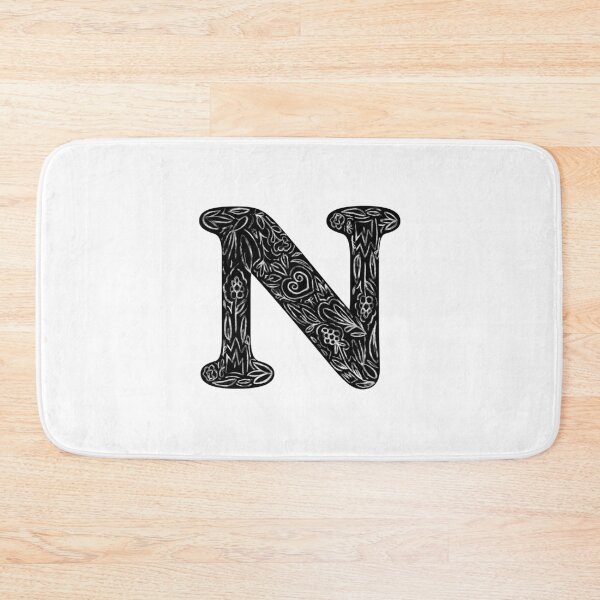 Item preview, Black Floral N Initial / Monogram designed and sold by MessyBestie.