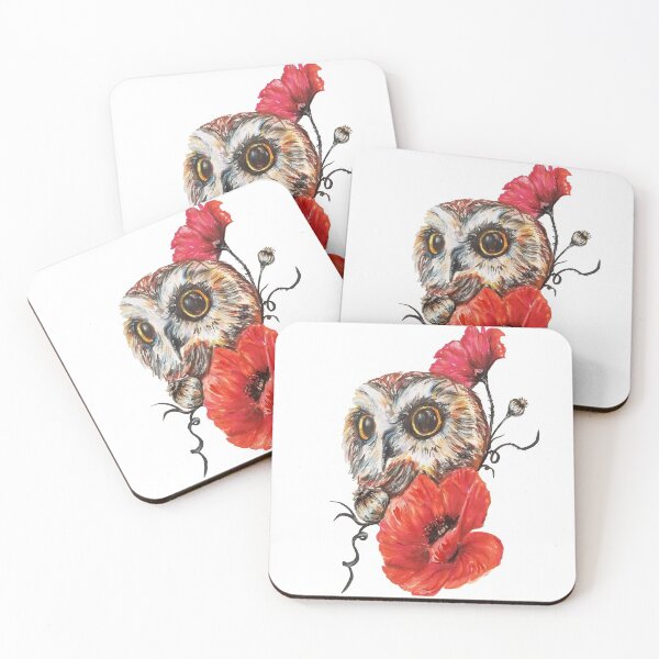 Artikelvorschau, Eule und Mohnblumen entworfen und verkauft von BrittniBeeArt.