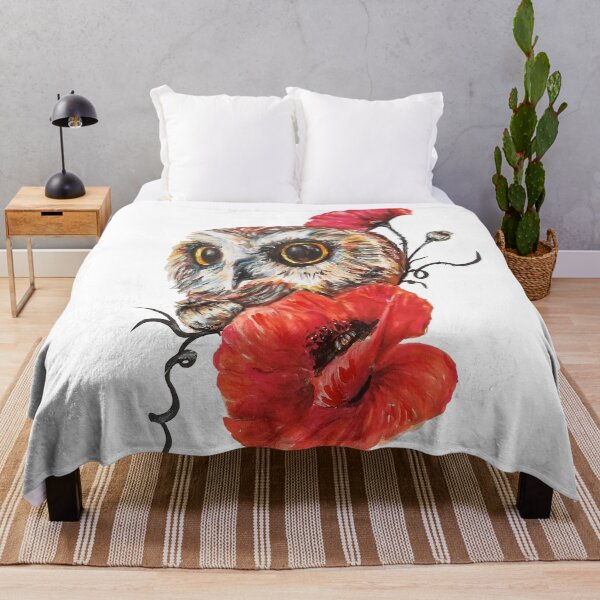 Artikelvorschau, Eule und Mohnblumen entworfen und verkauft von BrittniBeeArt.