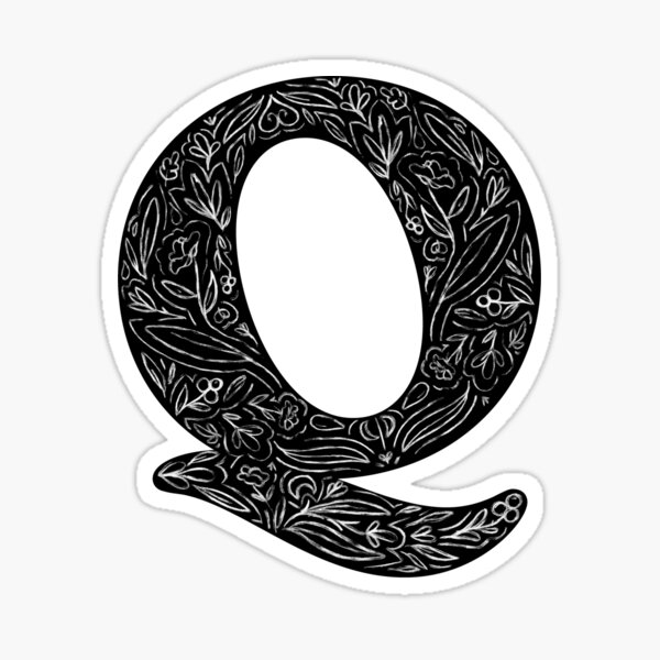 Item preview, Black Floral Q Initial / Monogram designed and sold by MessyBestie.
