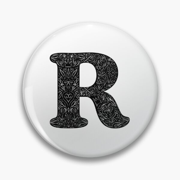 Item preview, Black Floral R Initial / Monogram designed and sold by MessyBestie.