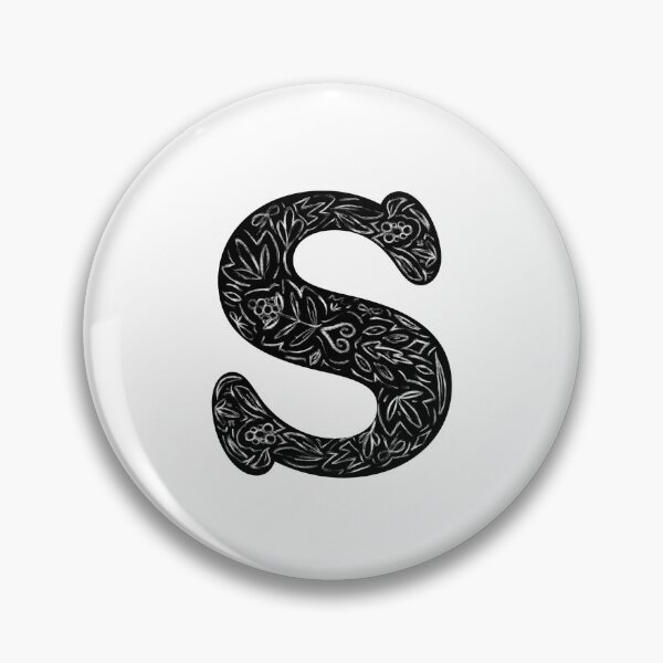Item preview, Black Floral S Initial / Monogram designed and sold by MessyBestie.
