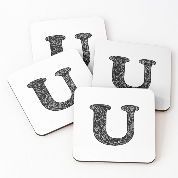 Item preview, Black Floral U Initial / Monogram designed and sold by MessyBestie.