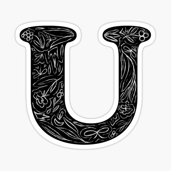 U Floral Monogram Initial | Sticker