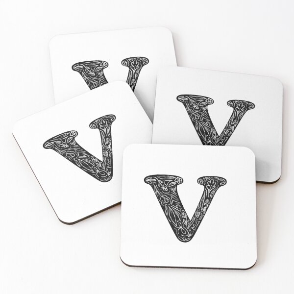 Item preview, Black Floral V Initial / Monogram designed and sold by MessyBestie.