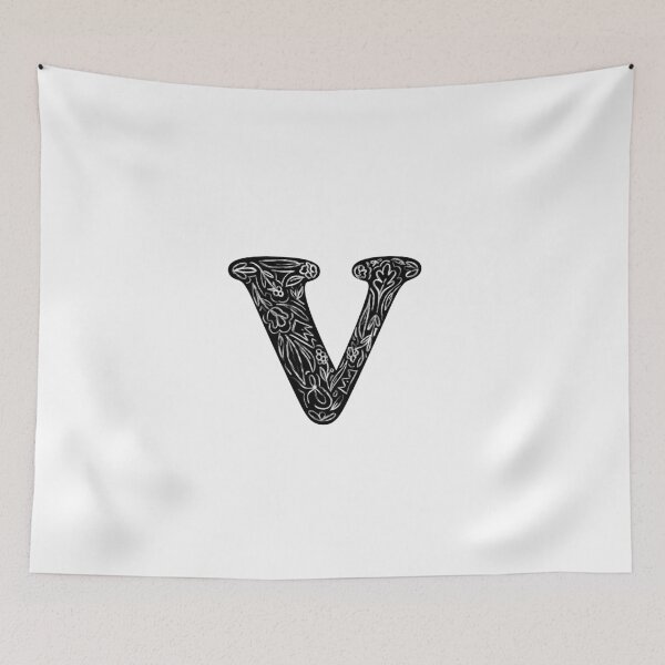 Item preview, Black Floral V Initial / Monogram designed and sold by MessyBestie.