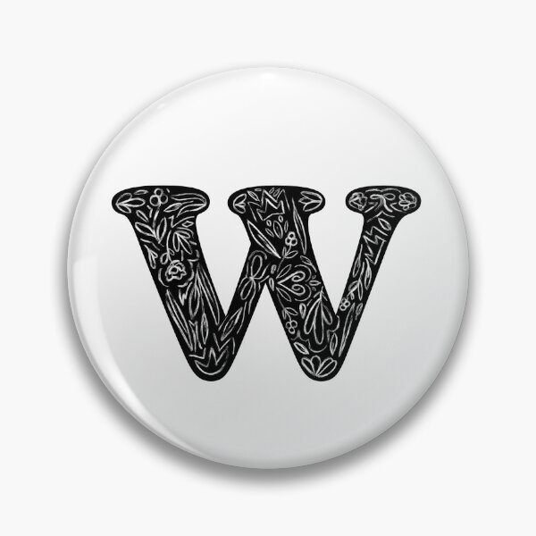 Item preview, Black Floral W Initial / Monogram designed and sold by MessyBestie.