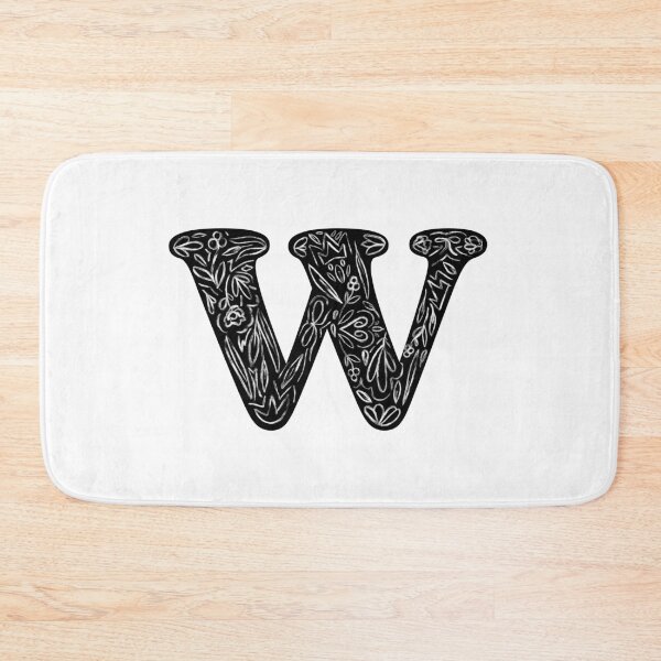 Item preview, Black Floral W Initial / Monogram designed and sold by MessyBestie.