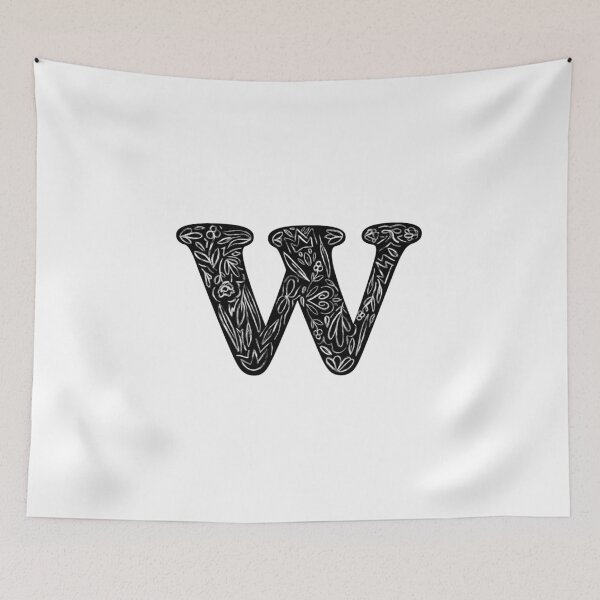 Item preview, Black Floral W Initial / Monogram designed and sold by MessyBestie.