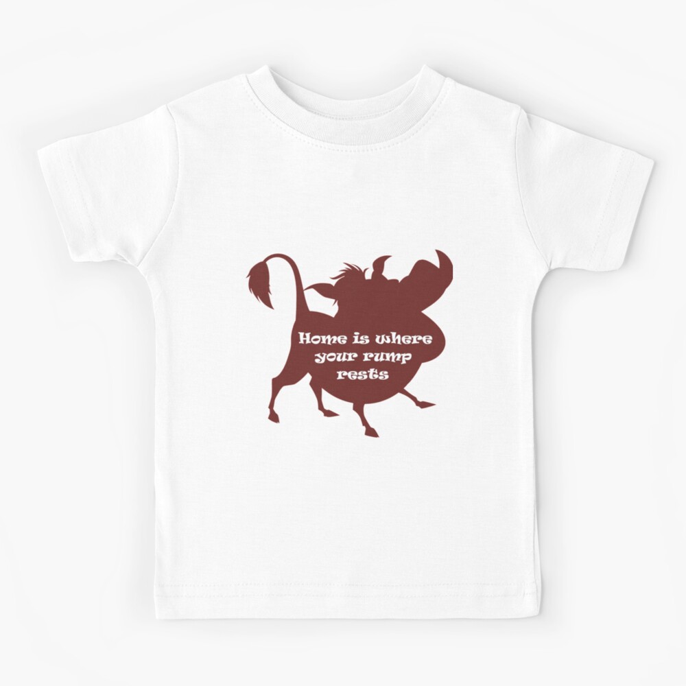 "Pubmaa from Lion King Home is where your rump rests" Kids TShirt by