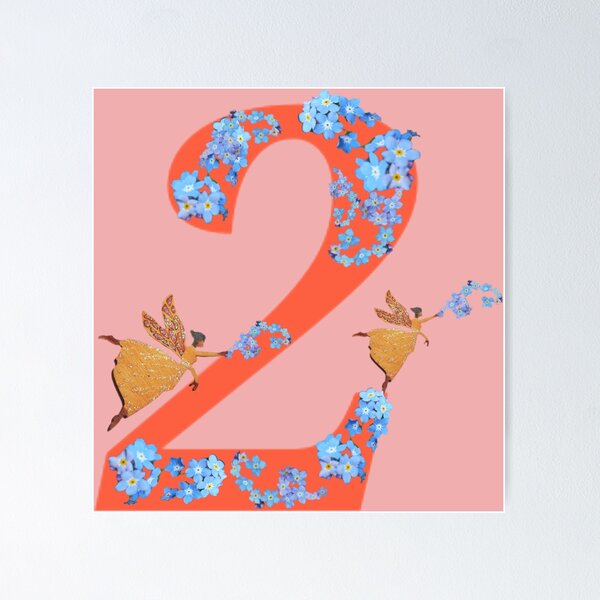 Item preview, Number 2 with flower and fairies  designed and sold by OllieandQuinn.