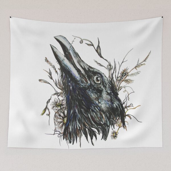 Item preview, Gothic Raven and Wildflowers designed and sold by BrittniBeeArt.