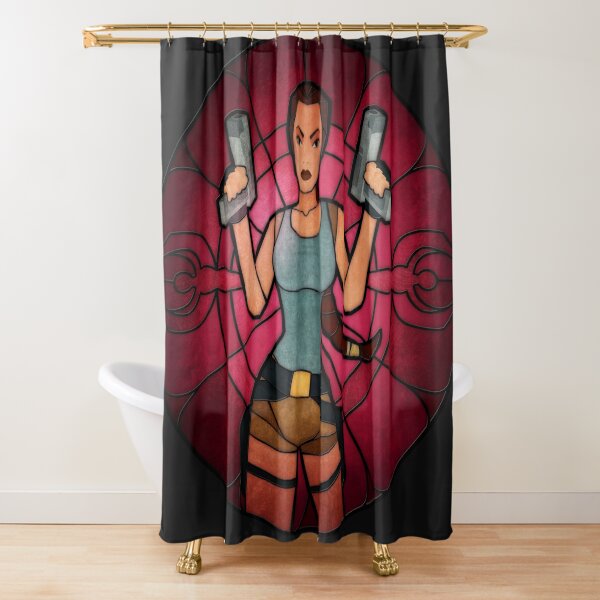 Stained Glass Tomb Raider Shower Curtain