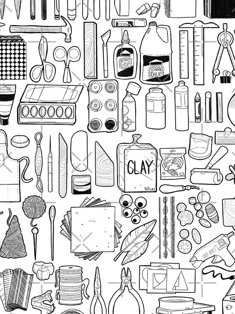 85+ Art Supply Doodles in Black iPad Case & Skin for Sale by thecraftace